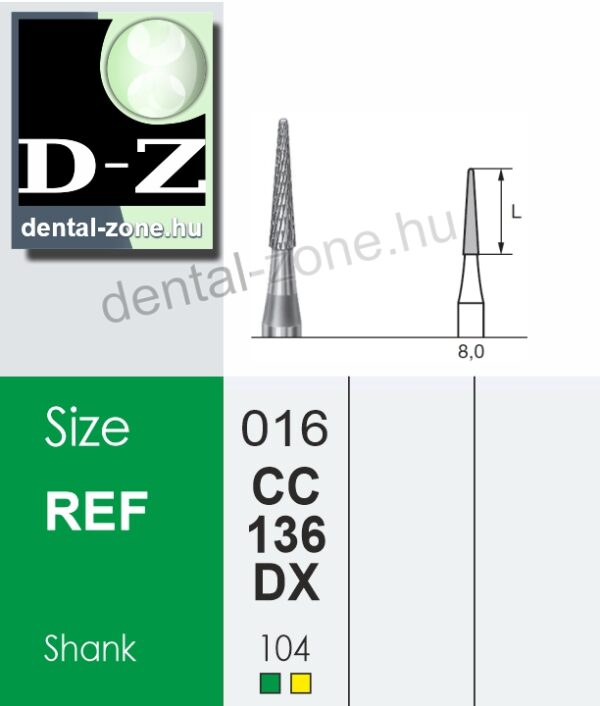 CC136DX fém fréz kúpos alakú, akril technikai eszköz